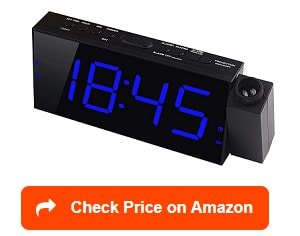 Projection Alarm Clock Radio for Bedroom Dimmable Simple Projector Alarm Clocks Great Gifts for Adults Elderly Large LED Digital Clock Livany Dual Alarm Clock with Projection on Ceiling/USB Charger