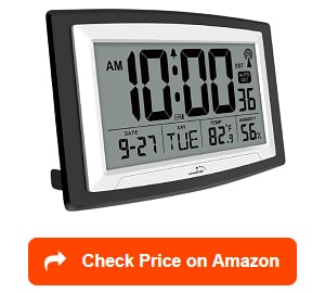 Hama White Cube Large LCD Number Digital Alarm Clock Atomic Time Auto Adjust 
