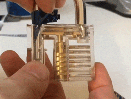 Open the lock with a padlock shim